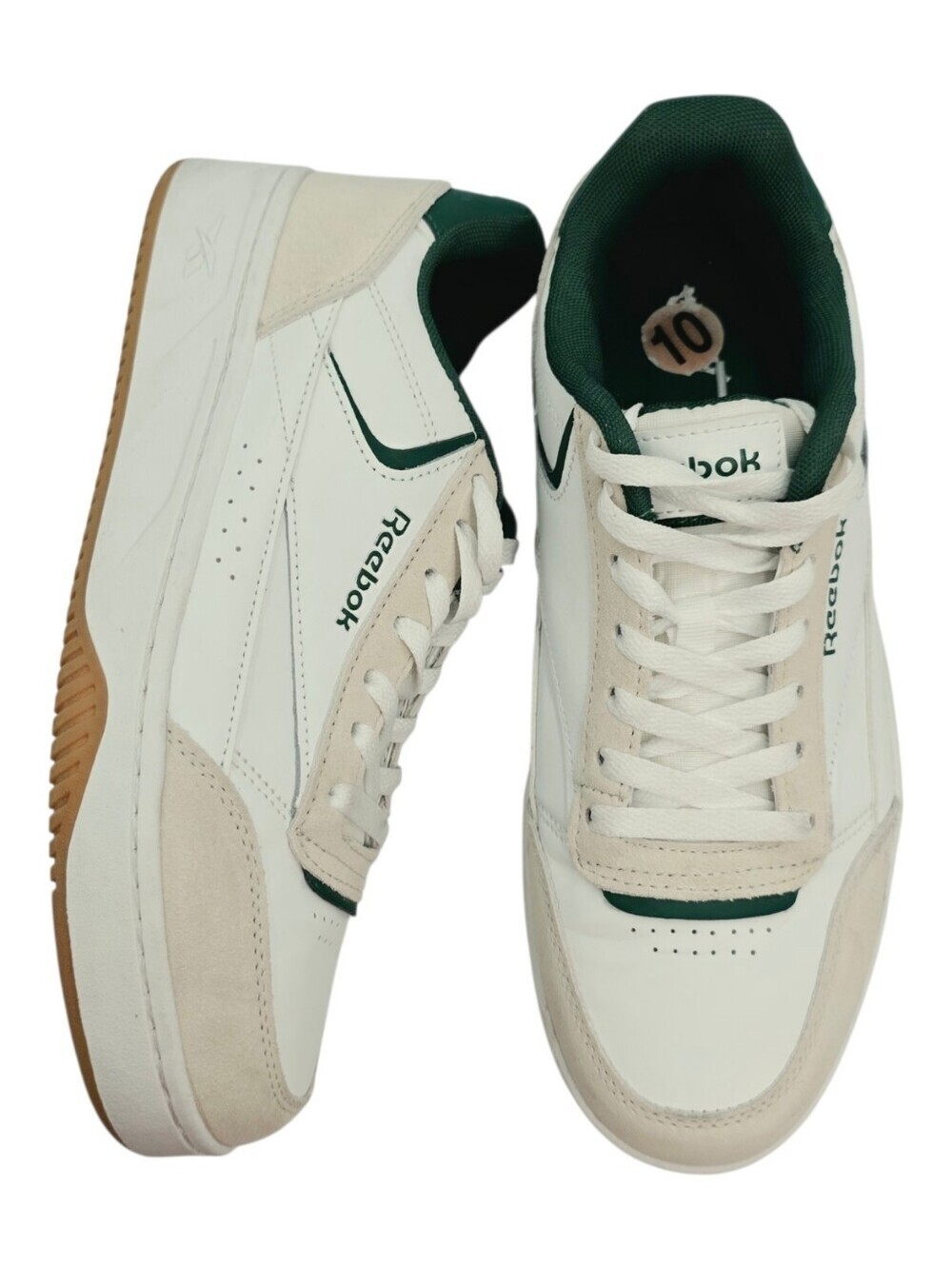Reebok Men's Low-Top Sneakers in White, Dark Green, and Beige Size 10 - Picture 10 of 13